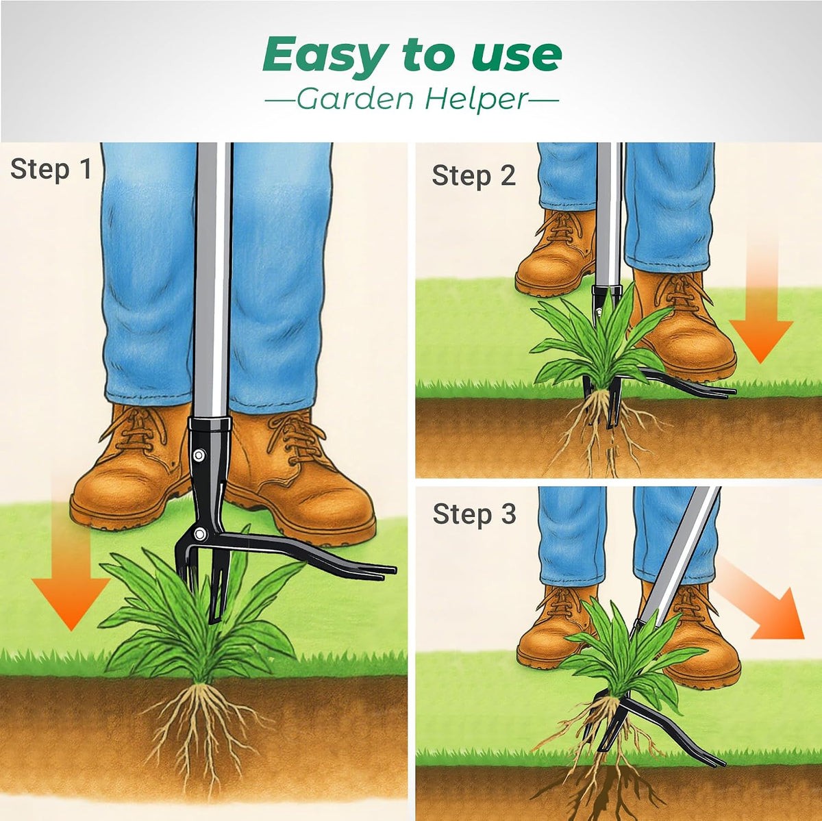 Suchtale 46" Stand Up Weed Puller Tool, Heavy-Duty Metal Claw Weeder