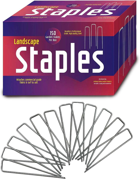 Ashman 150 Pack Galvanized Garden Stakes Landscape Staples and Fence Stake Sod Staples - Heavy Duty & Anti Rust Zinc Coated.