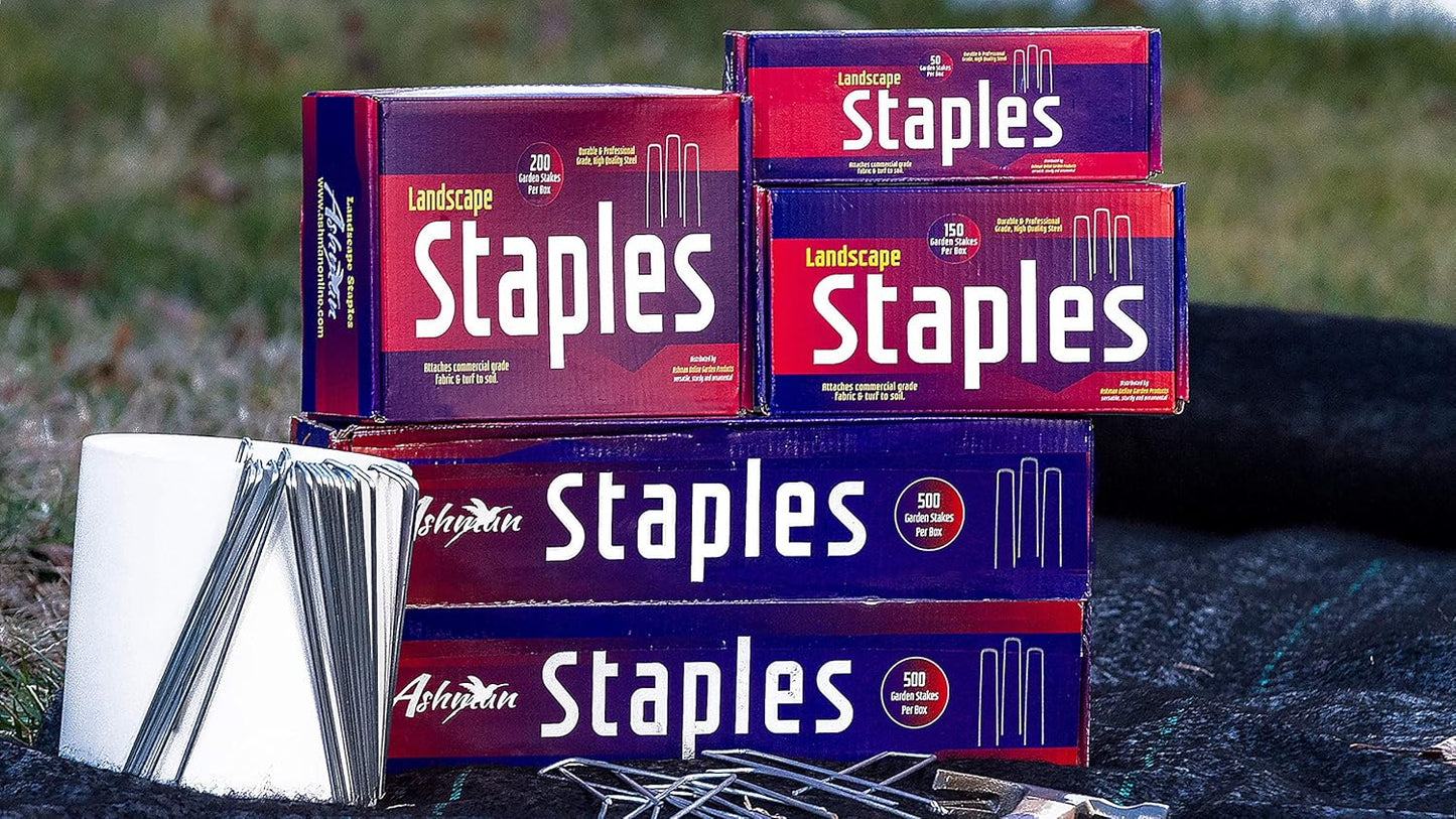 Ashman 150 Pack Galvanized Garden Stakes Landscape Staples and Fence Stake Sod Staples - Heavy Duty & Anti Rust Zinc Coated.