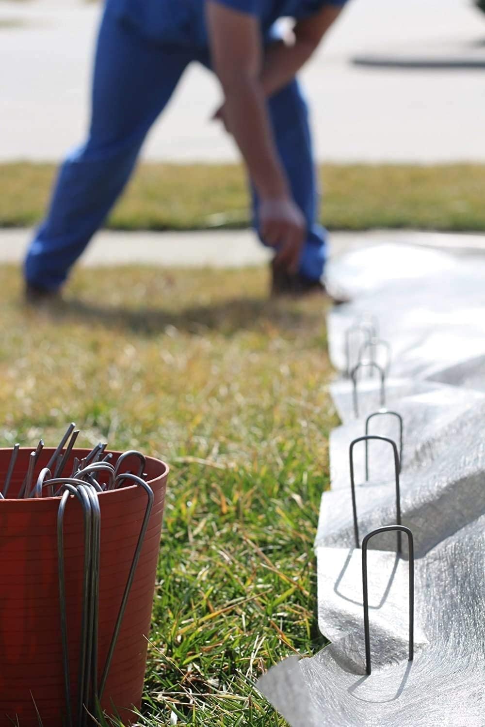 Ashman 150 Pack Galvanized Garden Stakes Landscape Staples and Fence Stake Sod Staples - Heavy Duty & Anti Rust Zinc Coated.