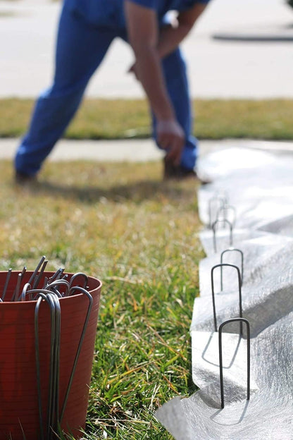 Ashman 150 Pack Galvanized Garden Stakes Landscape Staples and Fence Stake Sod Staples - Heavy Duty & Anti Rust Zinc Coated.