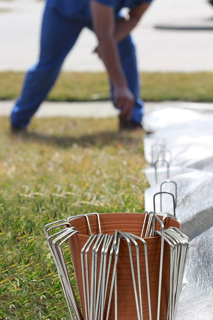 Ashman 150 Pack Galvanized Garden Stakes Landscape Staples and Fence Stake Sod Staples - Heavy Duty & Anti Rust Zinc Coated.