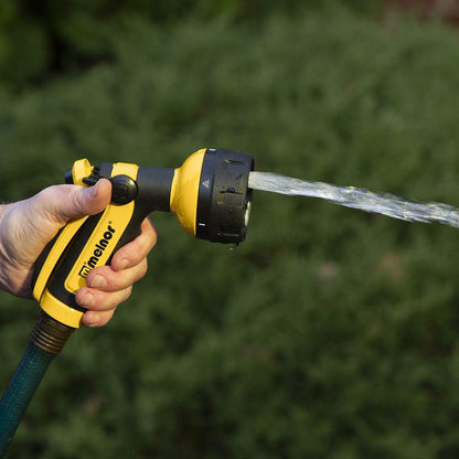 65112-AMZ 6-Pattern Vortex Water Hose Sprayer Nozzle, QuickConnect Product Adapter, Black, Yellow, Slip Resistant Outdoor Hose Nozzle Sprayer for Watering Plants, Lawn, Car Washing, Patio, Pet