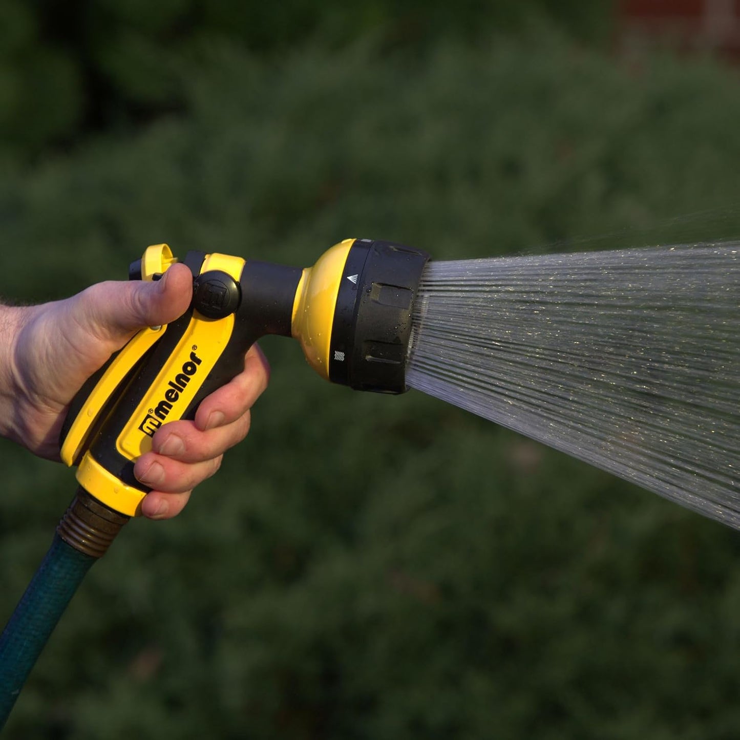 65112-AMZ 6-Pattern Vortex Water Hose Sprayer Nozzle, QuickConnect Product Adapter, Black, Yellow, Slip Resistant Outdoor Hose Nozzle Sprayer for Watering Plants, Lawn, Car Washing, Patio, Pet
