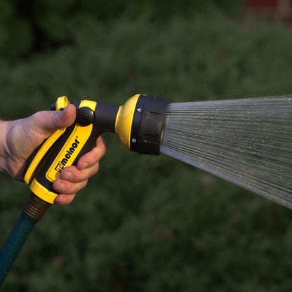 65112-AMZ 6-Pattern Vortex Water Hose Sprayer Nozzle, QuickConnect Product Adapter, Black, Yellow, Slip Resistant Outdoor Hose Nozzle Sprayer for Watering Plants, Lawn, Car Washing, Patio, Pet
