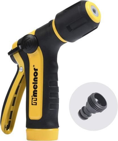 65112-AMZ 6-Pattern Vortex Water Hose Sprayer Nozzle, QuickConnect Product Adapter, Black, Yellow, Slip Resistant Outdoor Hose Nozzle Sprayer for Watering Plants, Lawn, Car Washing, Patio, Pet