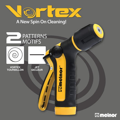 65112-AMZ 6-Pattern Vortex Water Hose Sprayer Nozzle, QuickConnect Product Adapter, Black, Yellow, Slip Resistant Outdoor Hose Nozzle Sprayer for Watering Plants, Lawn, Car Washing, Patio, Pet