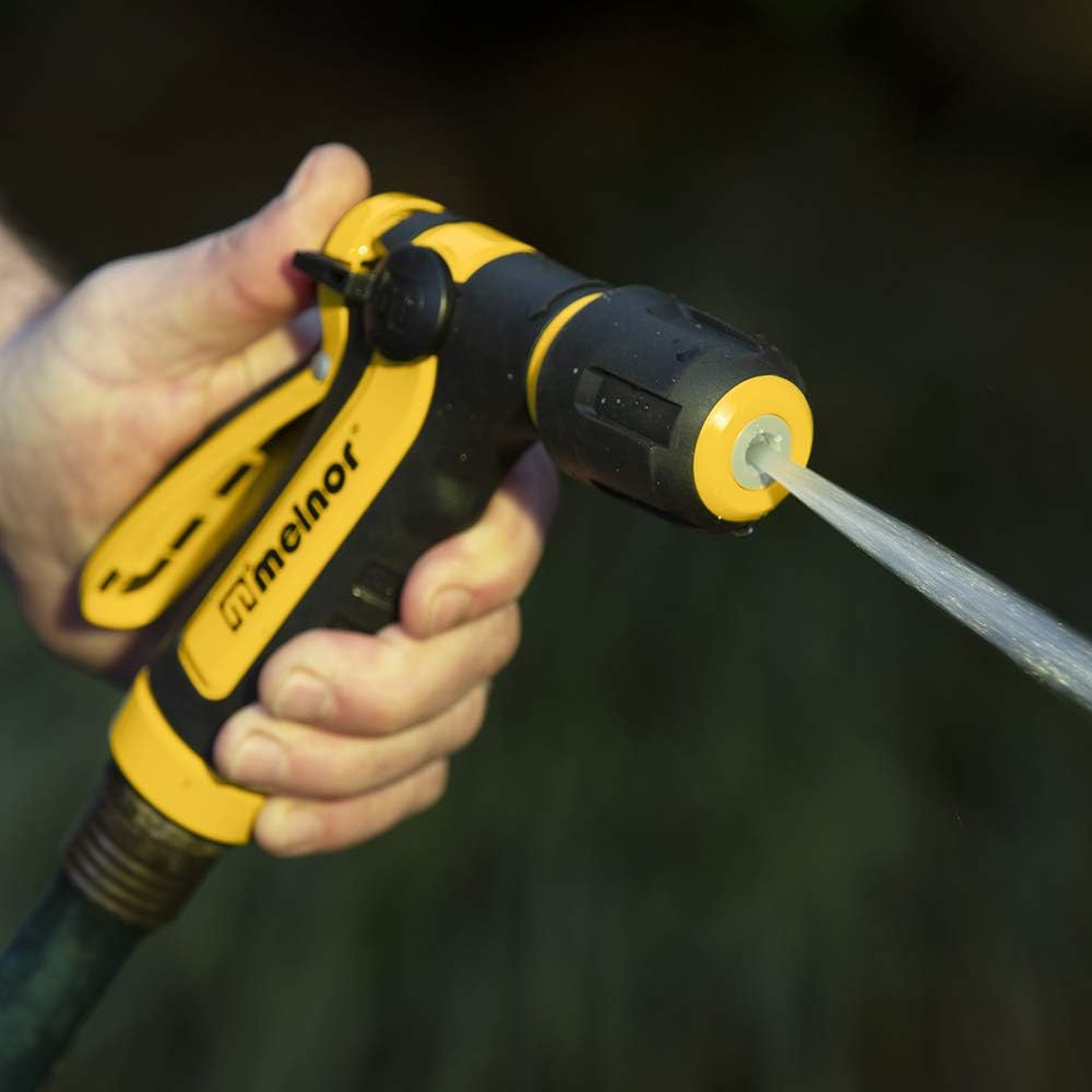 65112-AMZ 6-Pattern Vortex Water Hose Sprayer Nozzle, QuickConnect Product Adapter, Black, Yellow, Slip Resistant Outdoor Hose Nozzle Sprayer for Watering Plants, Lawn, Car Washing, Patio, Pet