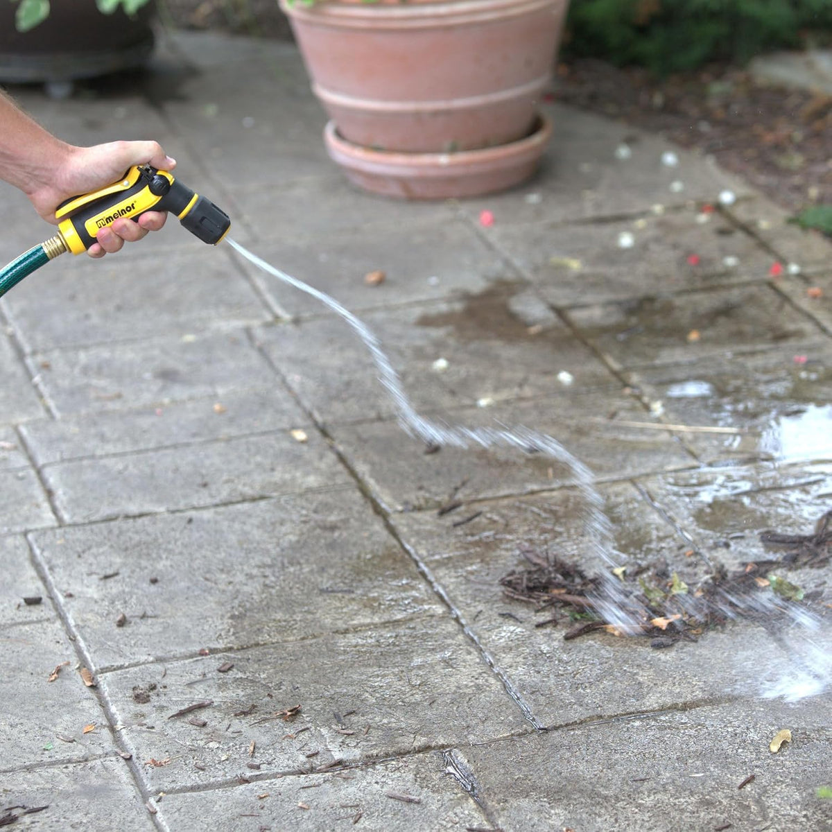 65112-AMZ 6-Pattern Vortex Water Hose Sprayer Nozzle, QuickConnect Product Adapter, Black, Yellow, Slip Resistant Outdoor Hose Nozzle Sprayer for Watering Plants, Lawn, Car Washing, Patio, Pet