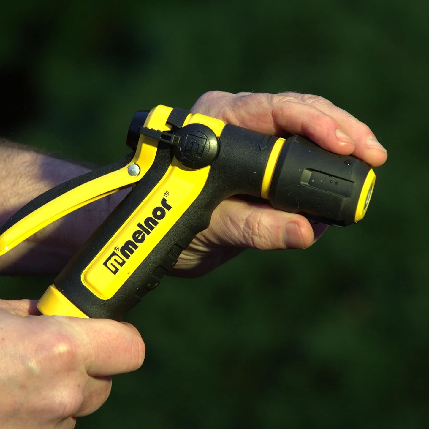 65112-AMZ 6-Pattern Vortex Water Hose Sprayer Nozzle, QuickConnect Product Adapter, Black, Yellow, Slip Resistant Outdoor Hose Nozzle Sprayer for Watering Plants, Lawn, Car Washing, Patio, Pet