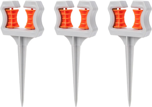 Garden Hose Guide Spikes, 3 Pack Abs Plastic Protective Rollers with Water Saving Design for Lawn Garden Watering and Preventing Hose Wear