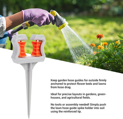 Garden Hose Guide Spikes, 3 Pack Abs Plastic Protective Rollers with Water Saving Design for Lawn Garden Watering and Preventing Hose Wear
