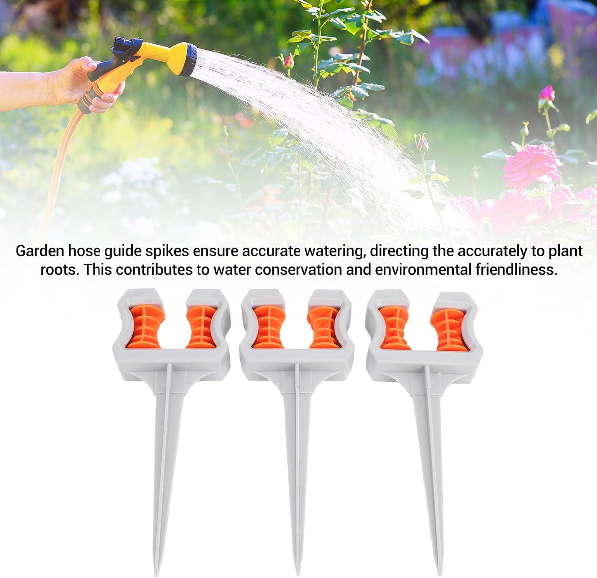 Garden Hose Guide Spikes, 3 Pack Abs Plastic Protective Rollers with Water Saving Design for Lawn Garden Watering and Preventing Hose Wear