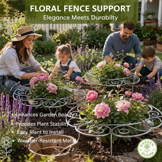 Metal Plant Support Ring for Garden, Stackable Flower Support for Indoor & Outdoor Plants, Heavy-Duty Flower Supports Frame for Upright Growth Lawn Patio Garden