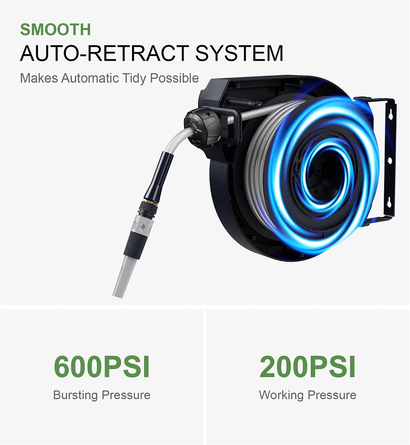 Wall Mount Retractable Garden Hose Reel 1/2" x 50 ft
