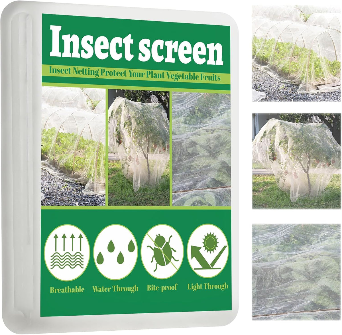 10x50 FT Garden Netting - Heavy Duty 60 Mesh Polyester Insect Barrier with Reinforced Edges | Bird & Pest Protection for Fruit Trees, Vegetable Gardens, Blueberry Bushes