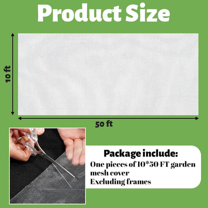 10x50 FT Garden Netting - Heavy Duty 60 Mesh Polyester Insect Barrier with Reinforced Edges | Bird & Pest Protection for Fruit Trees, Vegetable Gardens, Blueberry Bushes