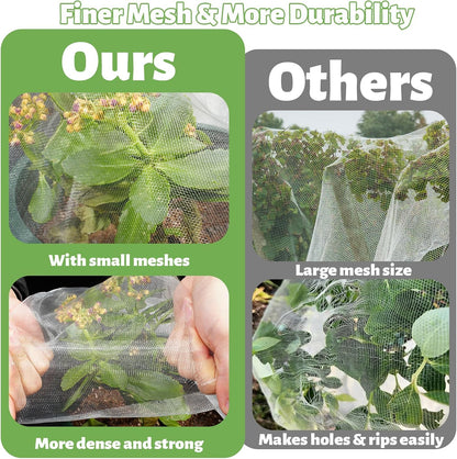 10x50 FT Garden Netting - Heavy Duty 60 Mesh Polyester Insect Barrier with Reinforced Edges | Bird & Pest Protection for Fruit Trees, Vegetable Gardens, Blueberry Bushes