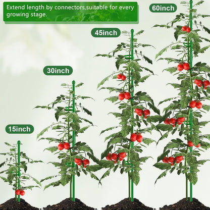 Plant Stakes 17 inch Support Stick Orchid Stakes with Clips 10Pcs Garden Plant Poles Extended to 3/4/5ft for Indoor Outdoor Potted Tomato Rose Amaryllis Vegetables Monstera -Green
