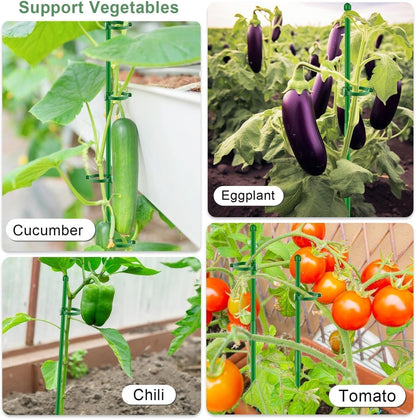 Plant Stakes 17 inch Support Stick Orchid Stakes with Clips 10Pcs Garden Plant Poles Extended to 3/4/5ft for Indoor Outdoor Potted Tomato Rose Amaryllis Vegetables Monstera -Green