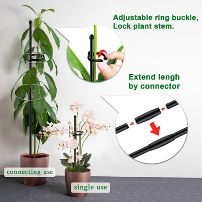 Plant Stakes 17 inch Support Stick Orchid Stakes with Clips 10Pcs Garden Plant Poles Extended to 3/4/5ft for Indoor Outdoor Potted Tomato Rose Amaryllis Vegetables Monstera -Green