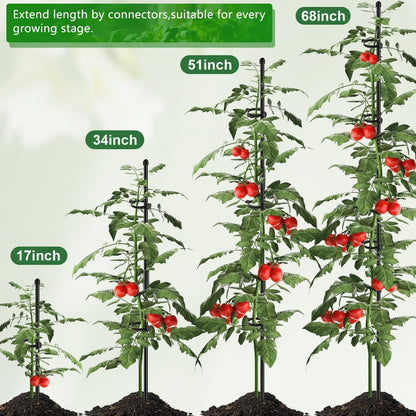 Plant Stakes 17 inch Support Stick Orchid Stakes with Clips 10Pcs Garden Plant Poles Extended to 3/4/5ft for Indoor Outdoor Potted Tomato Rose Amaryllis Vegetables Monstera -Green