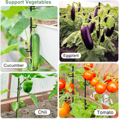 Plant Stakes 17 inch Support Stick Orchid Stakes with Clips 10Pcs Garden Plant Poles Extended to 3/4/5ft for Indoor Outdoor Potted Tomato Rose Amaryllis Vegetables Monstera -Green