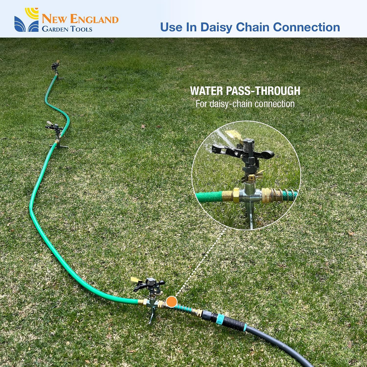 Impact Pulsating Sprinkler 300009 on Metal Step Spike, 70 ft Diameter Reach, 360° Range Control to Cover up to 3,900 Sq Ft for Farm, Lawn and Garden Irrigation