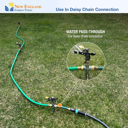 Impact Pulsating Sprinkler 300009 on Metal Step Spike, 70 ft Diameter Reach, 360° Range Control to Cover up to 3,900 Sq Ft for Farm, Lawn and Garden Irrigation