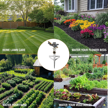Impact Pulsating Sprinkler 300009 on Metal Step Spike, 70 ft Diameter Reach, 360° Range Control to Cover up to 3,900 Sq Ft for Farm, Lawn and Garden Irrigation