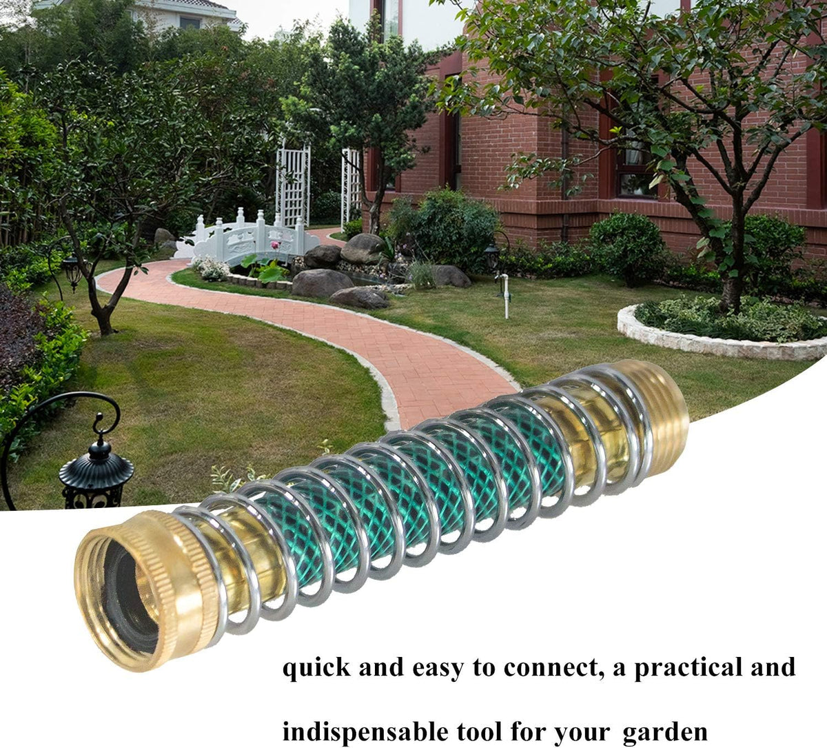 Garden Hose Protector, Hose Extension Adapter with Coil Spring, 2 Pack