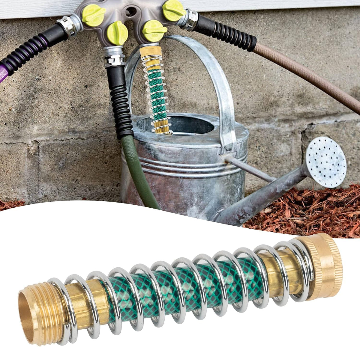 Garden Hose Protector, Hose Extension Adapter with Coil Spring, 2 Pack