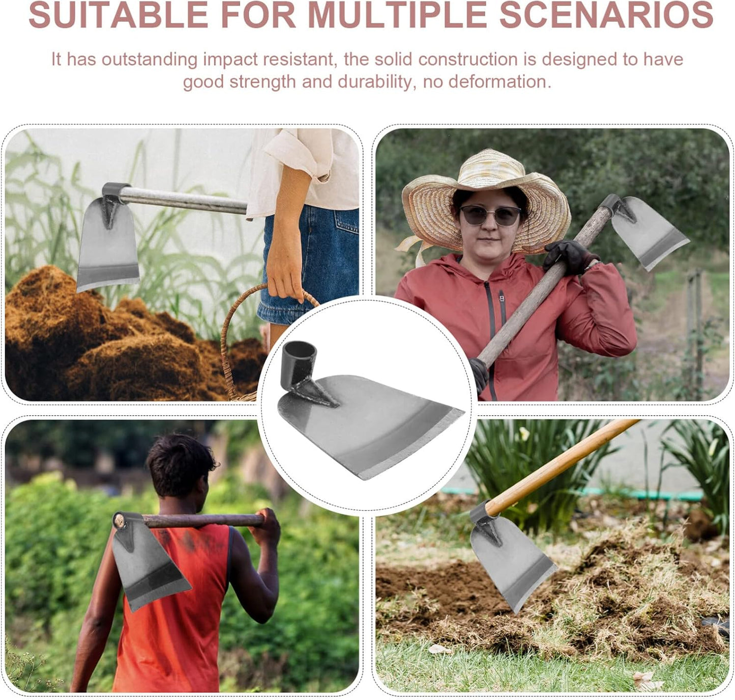 Garden Hoe Head Stainless Steel Hoe Garden Tool for Weeding Digging Soil Loosening Planting and Bonsai Transplanting Outdoor Gardening Gadget 7.67 X 6.10 X 1.96 in