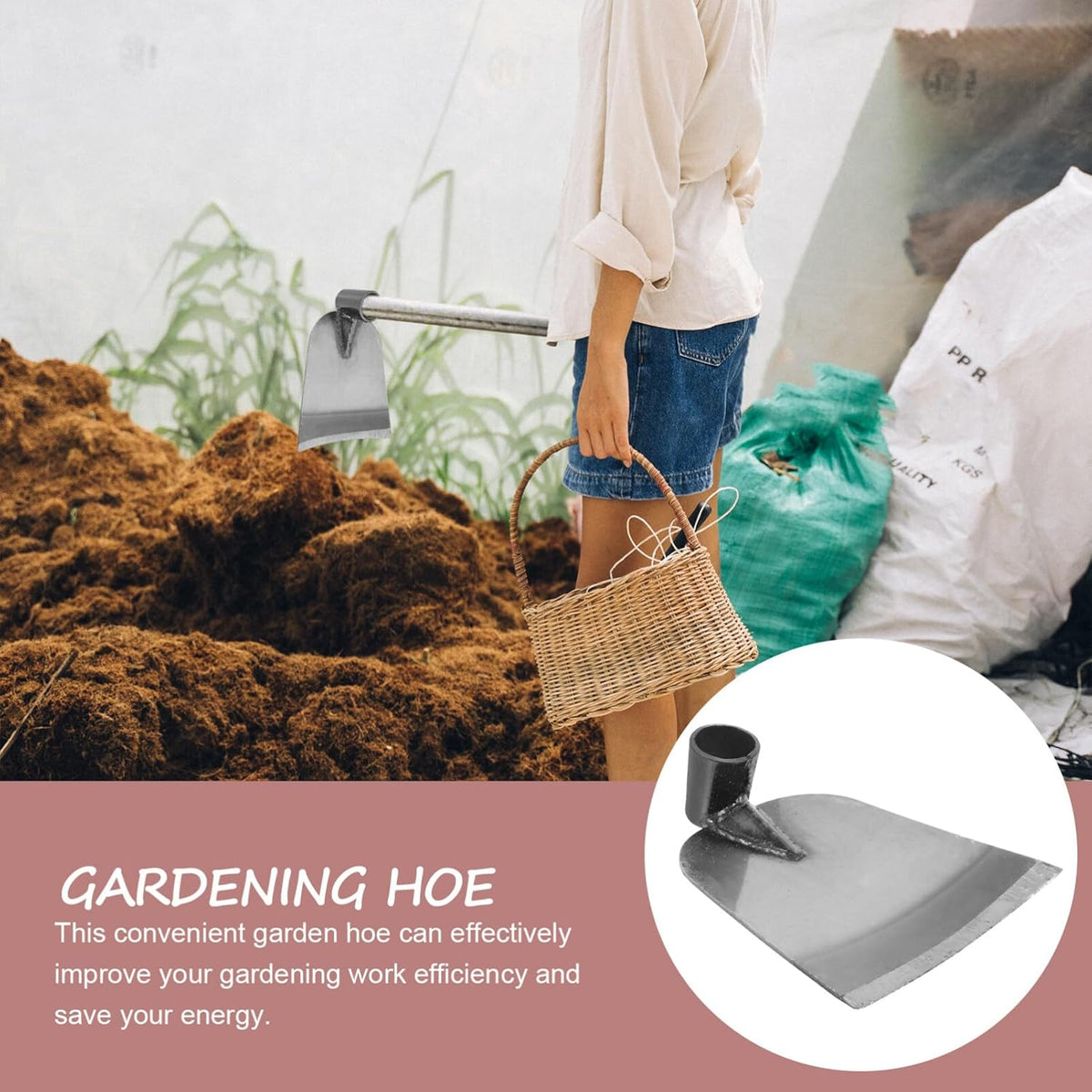 Garden Hoe Head Stainless Steel Hoe Garden Tool for Weeding Digging Soil Loosening Planting and Bonsai Transplanting Outdoor Gardening Gadget 7.67 X 6.10 X 1.96 in