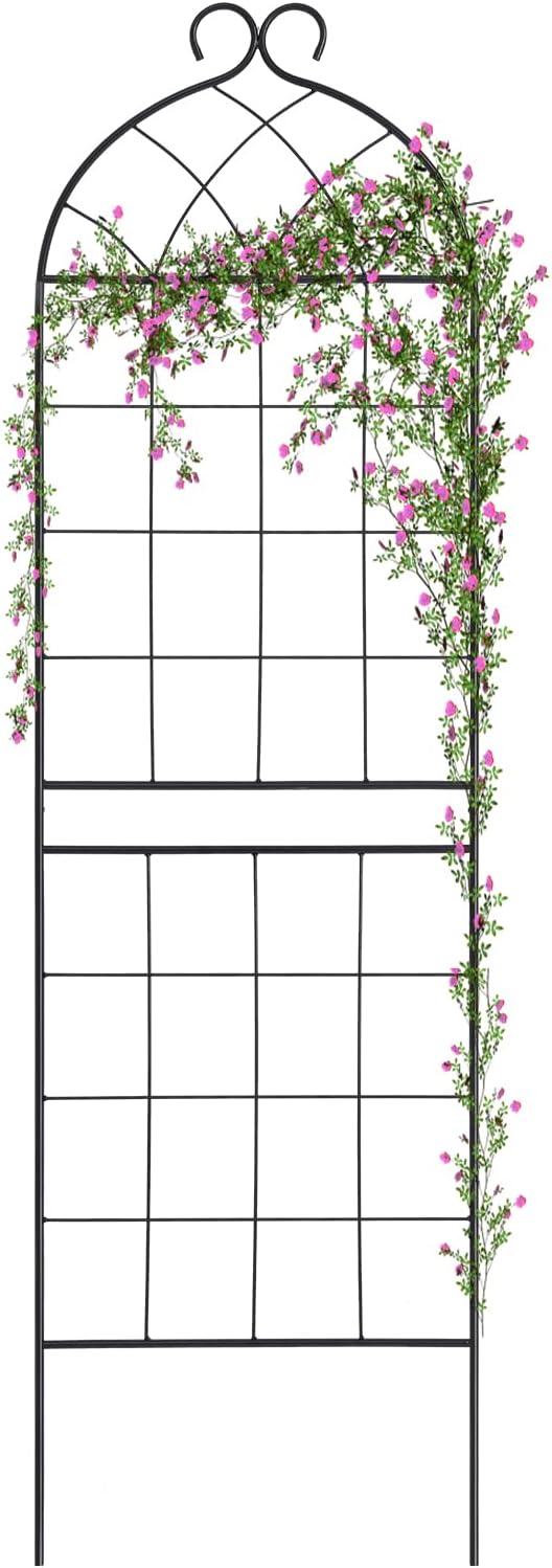 1 Pack Garden Trellis 71" H x 19.7" W for Climbing Plants Support Rustproof Metal Iron Rose Trellis for Vines Flower Cucumbers Plant Stand Black