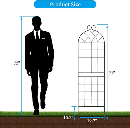 1 Pack Garden Trellis 71" H x 19.7" W for Climbing Plants Support Rustproof Metal Iron Rose Trellis for Vines Flower Cucumbers Plant Stand Black
