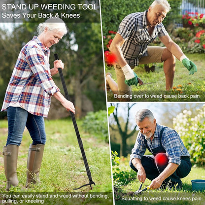 Weed Puller Tool - Stand Up Heavy Duty Weeding Tool with 47.8'' Long Handle, Foot Platform Design & 4-Claw Steel Head Design - Easily Remove Weeds Without Bending, Pulling, or Kneeling
