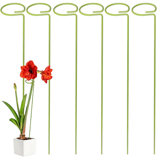6-Pack Plant Stakes for Indoor Plants, 16 Inch Heavy Duty Adjustable Support Stakes & Tall Sticks for Monstera, Amaryllis, Orchid, Snake Plant, Single Stem, Indoor Outdoor