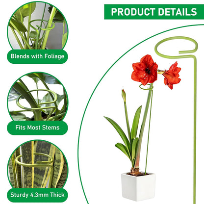 6-Pack Plant Stakes for Indoor Plants, 16 Inch Heavy Duty Adjustable Support Stakes & Tall Sticks for Monstera, Amaryllis, Orchid, Snake Plant, Single Stem, Indoor Outdoor