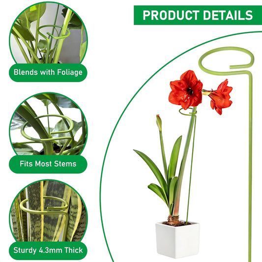 6-Pack Plant Stakes for Indoor Plants, 16 Inch Heavy Duty Adjustable Support Stakes & Tall Sticks for Monstera, Amaryllis, Orchid, Snake Plant, Single Stem, Indoor Outdoor