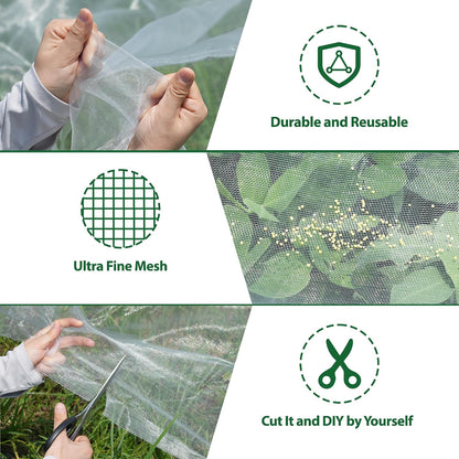10 * 33FT Ultra Fine Garden Mesh Netting Pest Barrier, White Plant Covers for Outdoor Patio Greenhouse Crop Vegetables Fruit Flower Garden Protection, Row Covers Fabric Screen Insect Bug Bird Netting