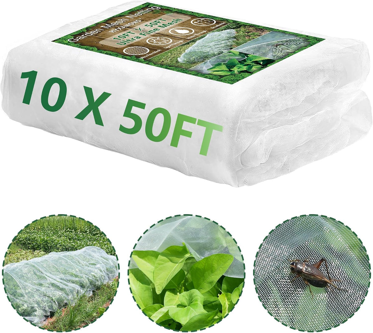 10 * 33FT Ultra Fine Garden Mesh Netting Pest Barrier, White Plant Covers for Outdoor Patio Greenhouse Crop Vegetables Fruit Flower Garden Protection, Row Covers Fabric Screen Insect Bug Bird Netting