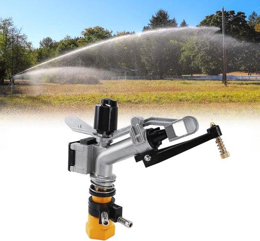 Metal Impact Sprinkler Head, 360 Auto Rotating, 1-1/2 Inch FNPT Connection, Large Area Irrigation, Lawn Sprinkler for Yard and Garden