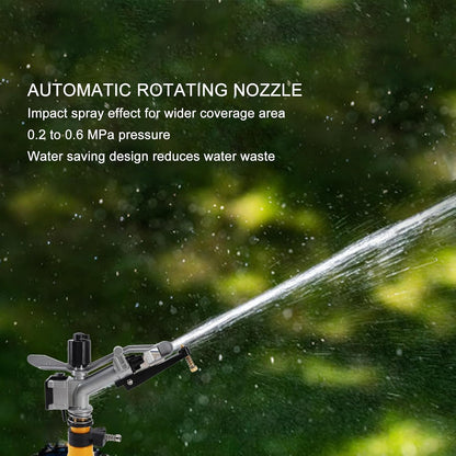 Metal Impact Sprinkler Head, 360 Auto Rotating, 1-1/2 Inch FNPT Connection, Large Area Irrigation, Lawn Sprinkler for Yard and Garden