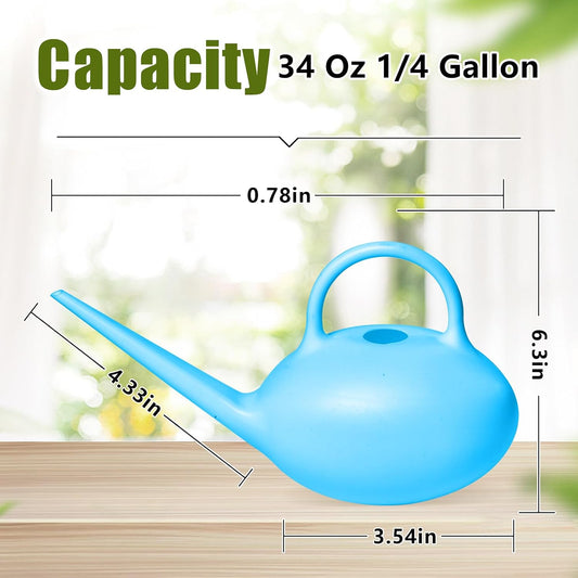Small Plastic Watering Can - 1/4 Gallon - for Home Plant Garden - Blue