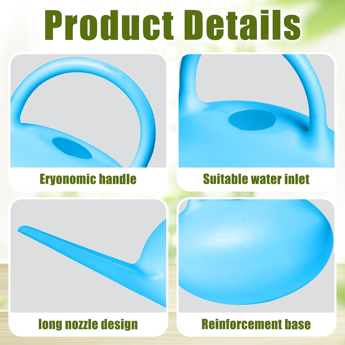 Small Plastic Watering Can - 1/4 Gallon - for Home Plant Garden - Blue