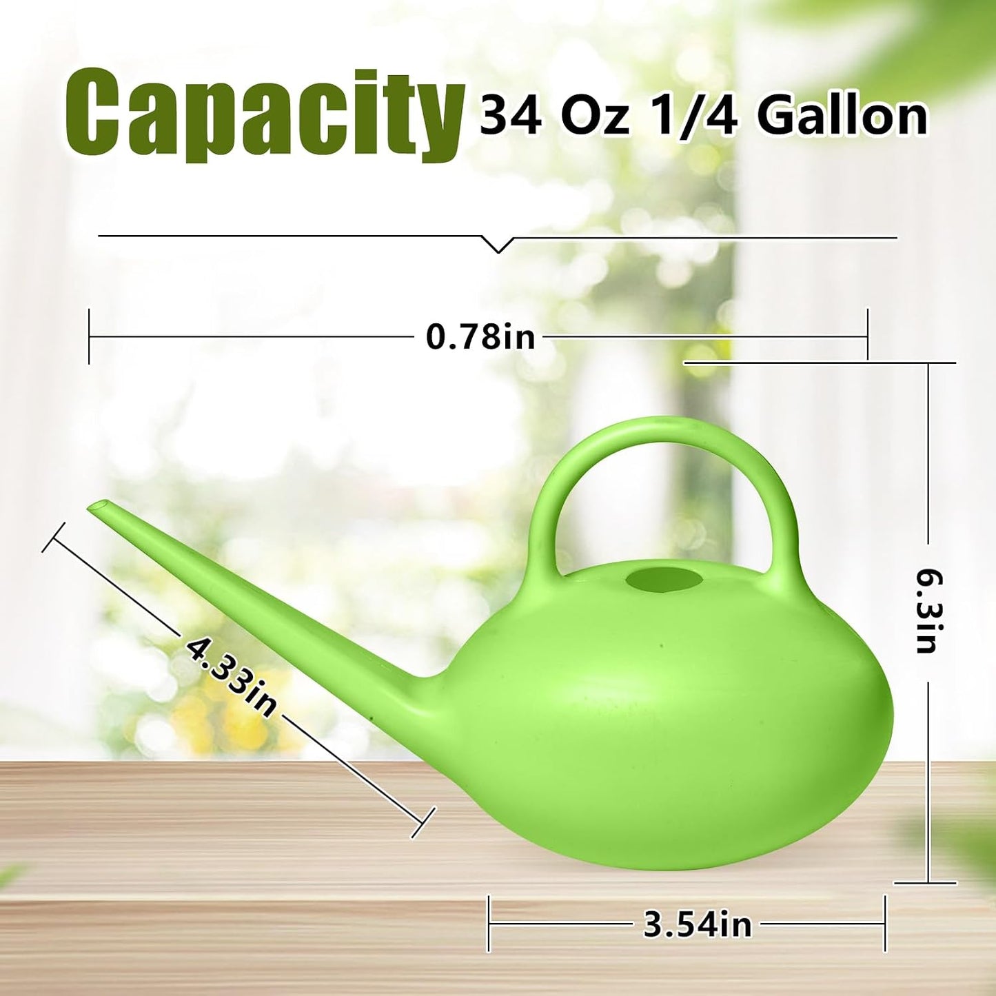 Small Plastic Watering Can - 1/4 Gallon - for Home Plant Garden - Blue