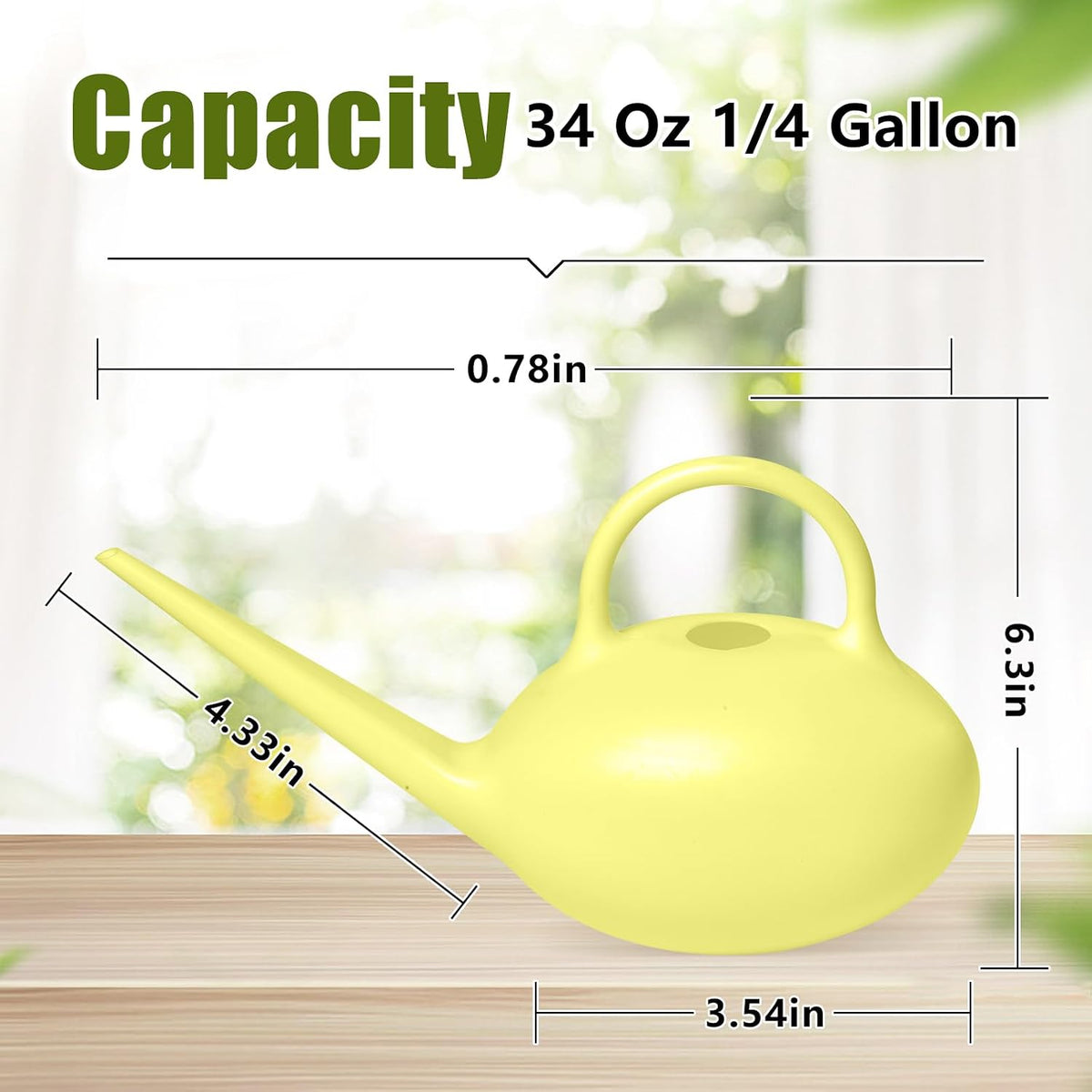 Small Plastic Watering Can - 1/4 Gallon - for Home Plant Garden - Blue