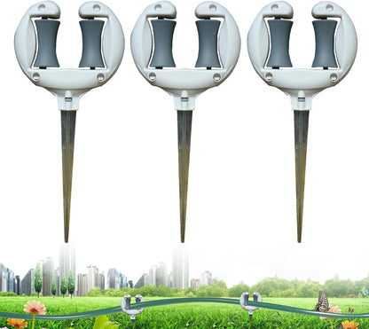 3 Pcs Garden Hose Guides for Outside - 10.6 Inch Rust-Proof ABS & Galvanized Metal Lawn Hose Guide Spike Holder, Roller Reel Lawn Hose Support, Garden Hose Guide Nail, Garden Hose Accessories