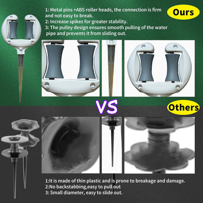 3 Pcs Garden Hose Guides for Outside - 10.6 Inch Rust-Proof ABS & Galvanized Metal Lawn Hose Guide Spike Holder, Roller Reel Lawn Hose Support, Garden Hose Guide Nail, Garden Hose Accessories